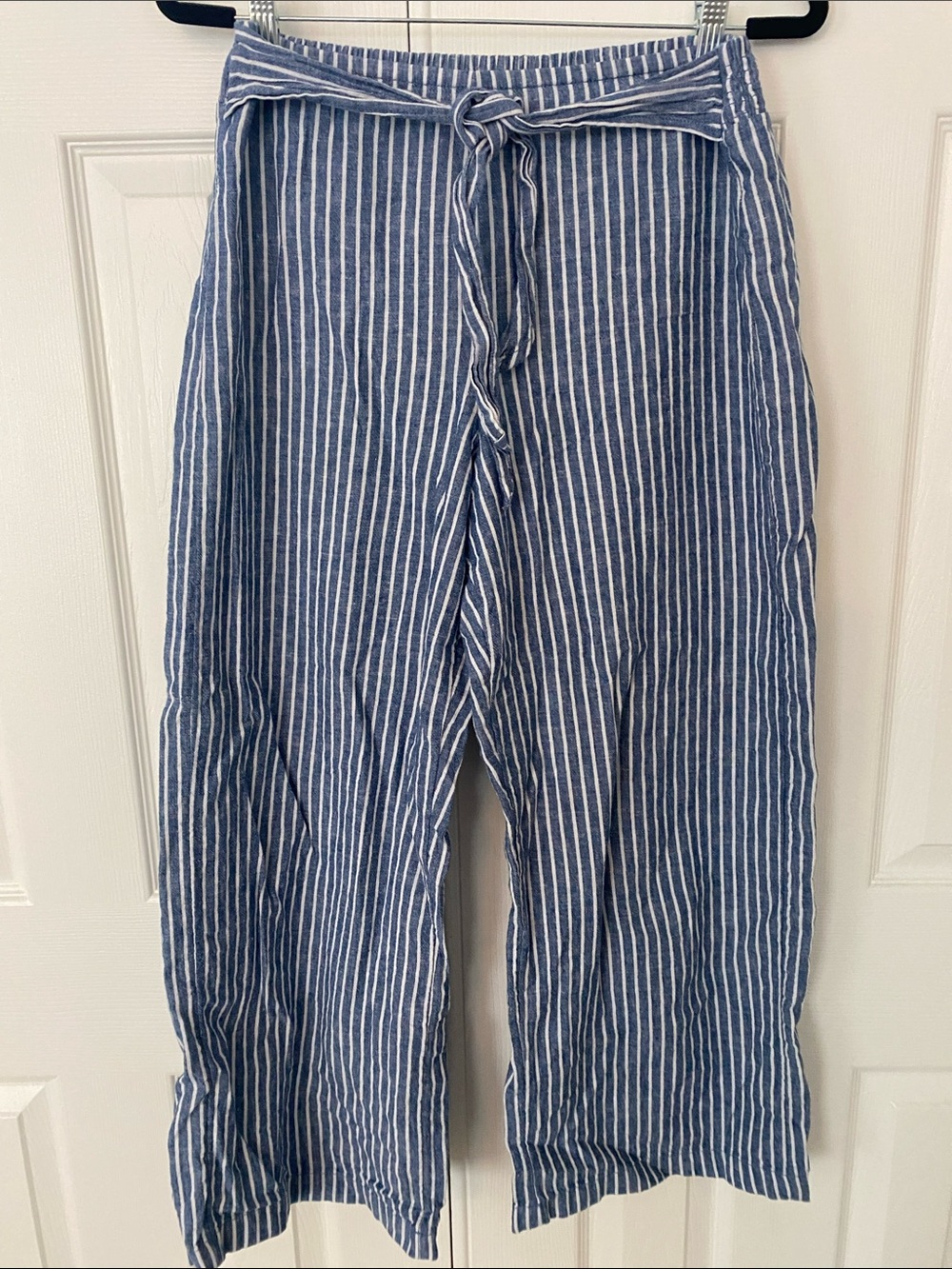 beachlunchlounge Blue and White Striped Wide-Leg Pants